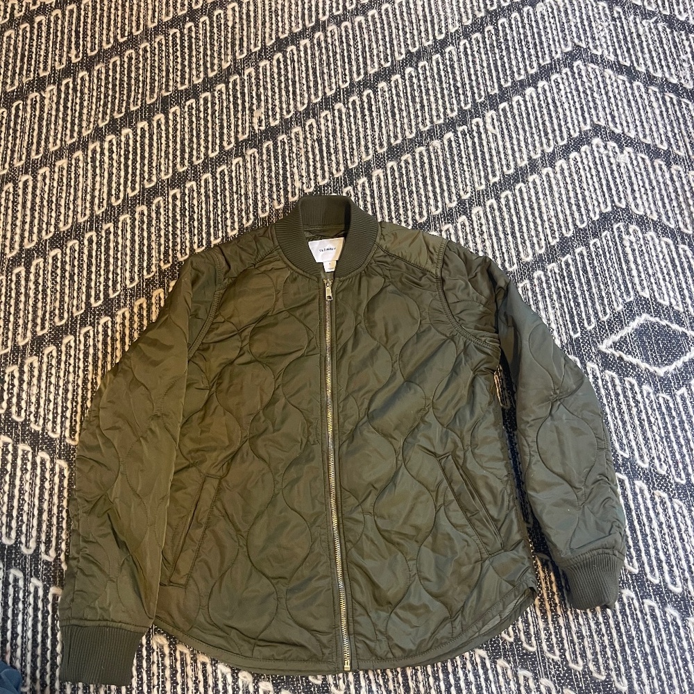 Women’s old navy quilted bomber jacket green lightweight